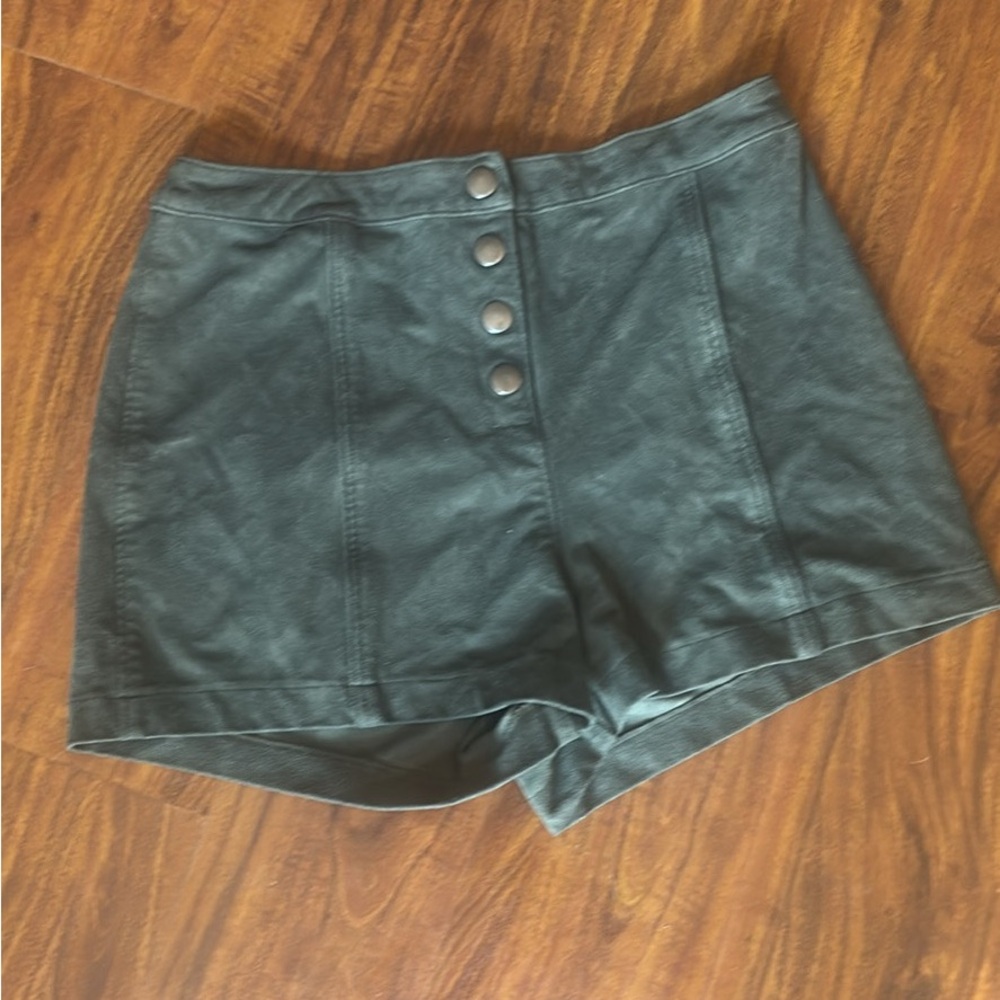 Abercrombie & Fitch Olive Green Suede High Waist Shorts sz 2